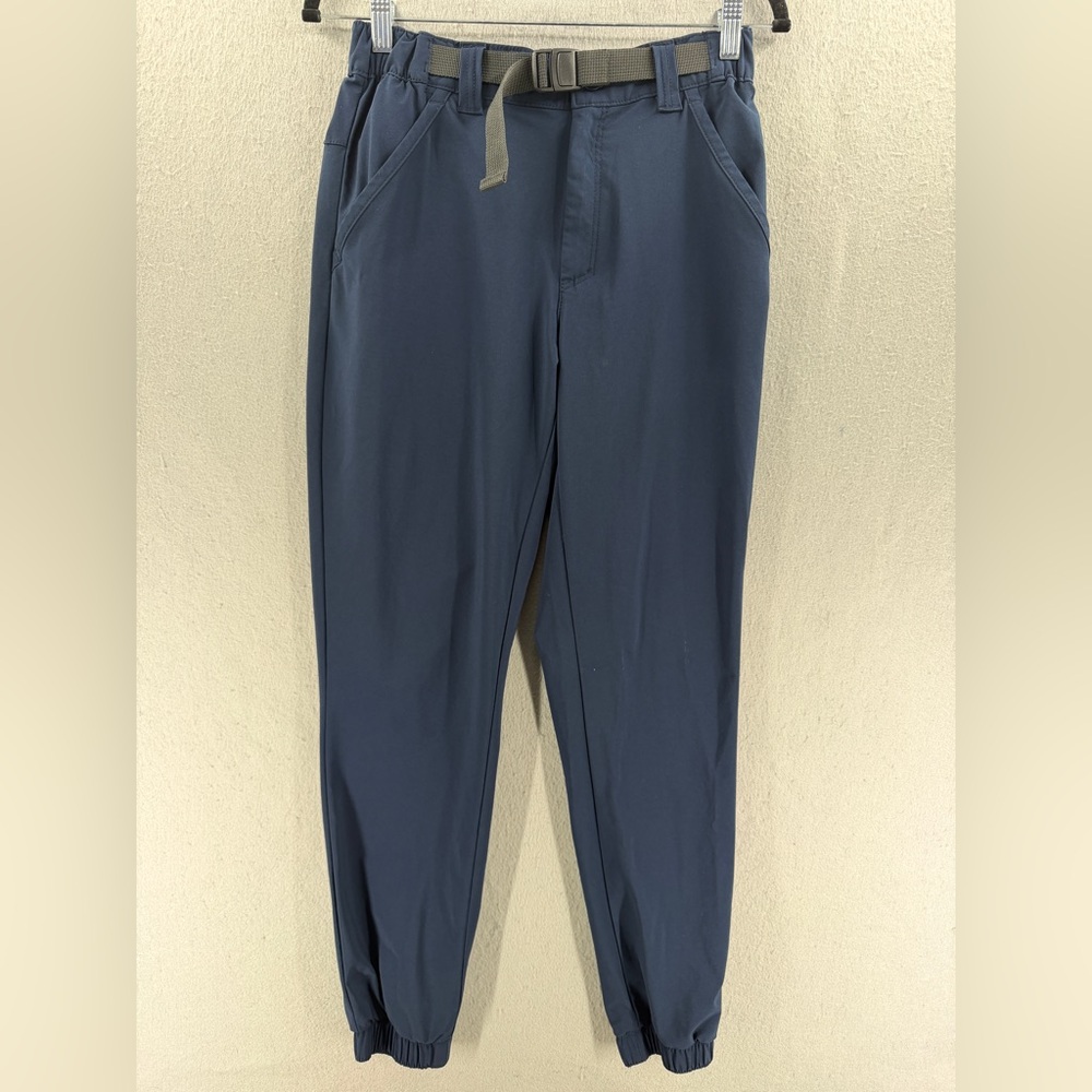 Columbia Pants Mens S Navy Timberlake Woven Hiking Jogger Belted Omni-Shade